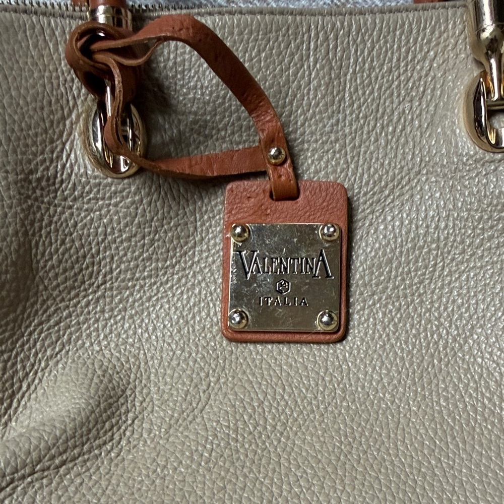 Valentina Beige and Brown Satchel - Picture 2 of 9